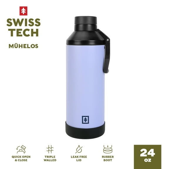 Swiss Tech Muhelos Myrtle Purple 24oz Water Bottle, Double-Wall Copper Lined, Leak Proof