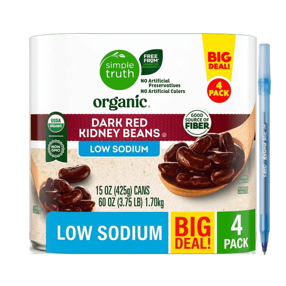 ST Organic Low Sodium Dark Red Kidney Beans BIG DEAL 60 OZ