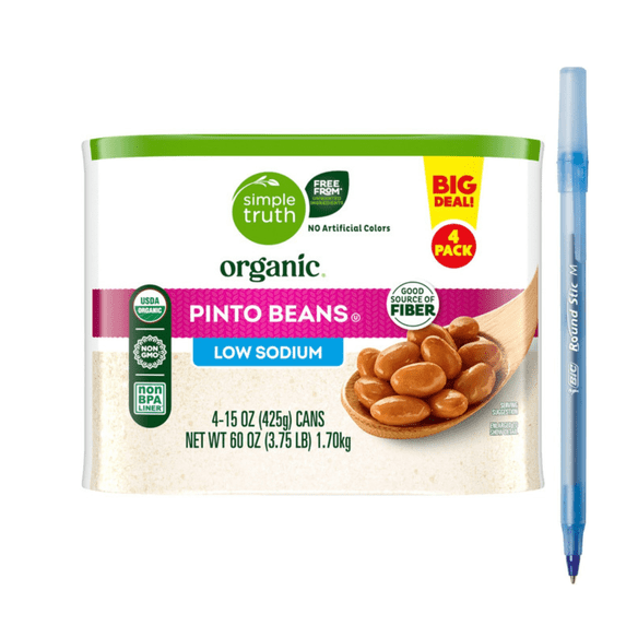 ST Organic Low Sodium Pinto Beans BIG DEAL 4 x 15 OZ