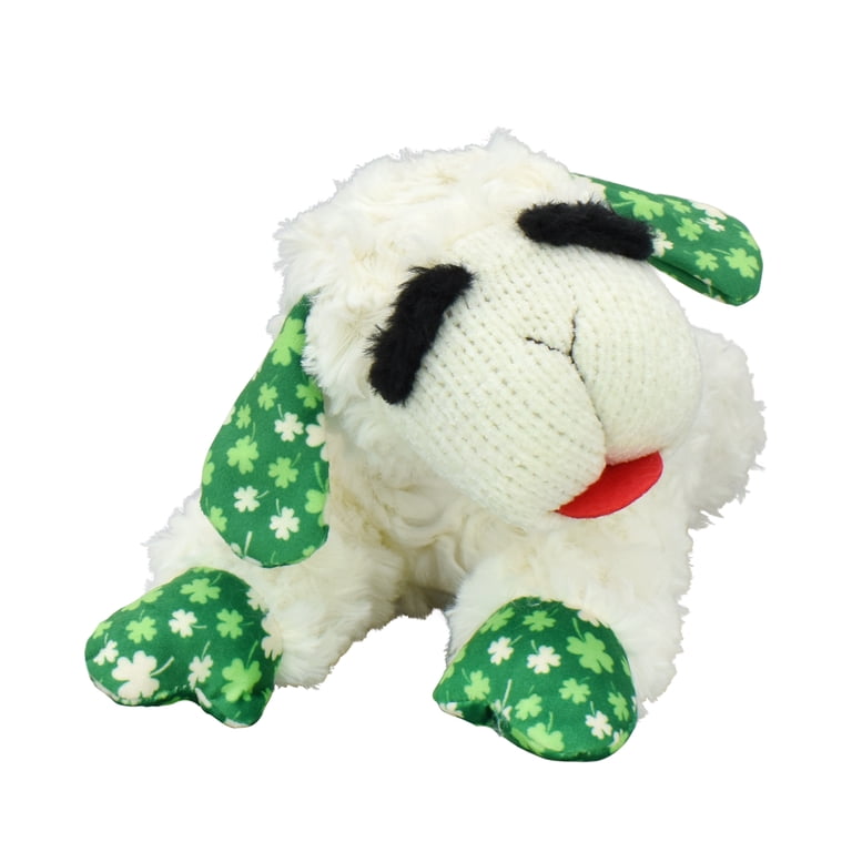 Multipet St. Patrick's Day Plush Lamb Chop Dog Toy with Squeaker