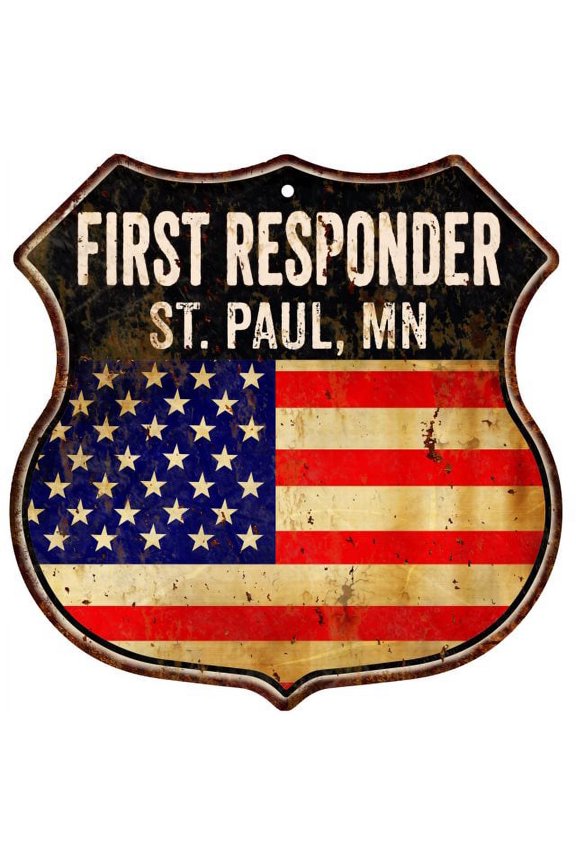 ST. PAUL, MN First Responder USA 12x12 Metal Sign Fire Police 211110022056