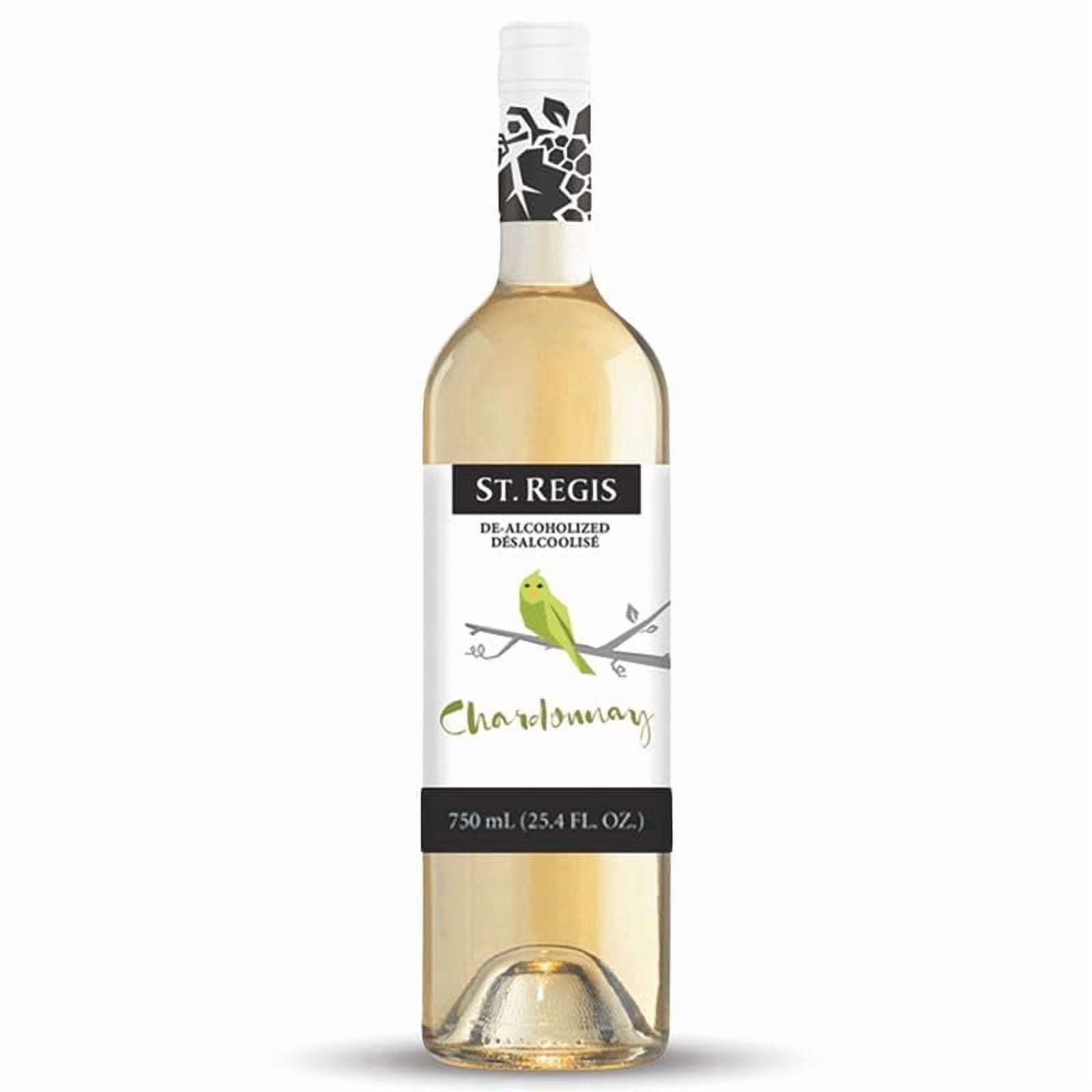ST. REGIS Non-Alc Chardonnay 25.4 Fl Oz (1 Pack) - Low Calorie and Sugar - Golden Yellow Floral and Fruity Rich Flavor from North of Spain Vineyards -