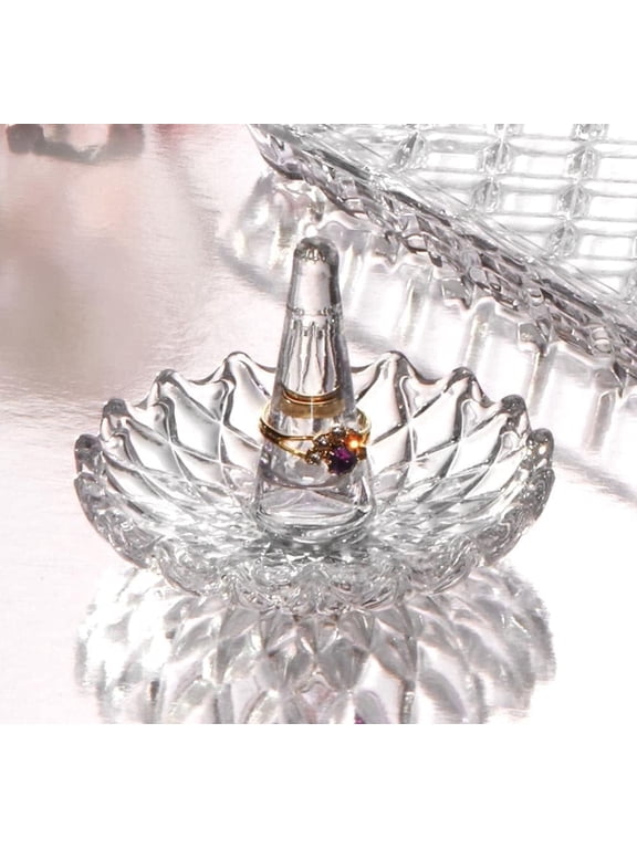 ST Round Crystal Ring Holder, Elegant Jewelry Glass Display for Men & Women, 1 Count