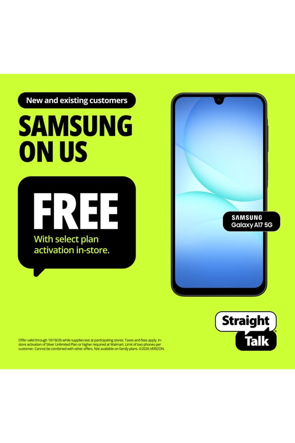 Straight Talk Samsung Galaxy A17, 5G, 128GB, Black - Prepaid Smartphone [Locked to Straight Talk]