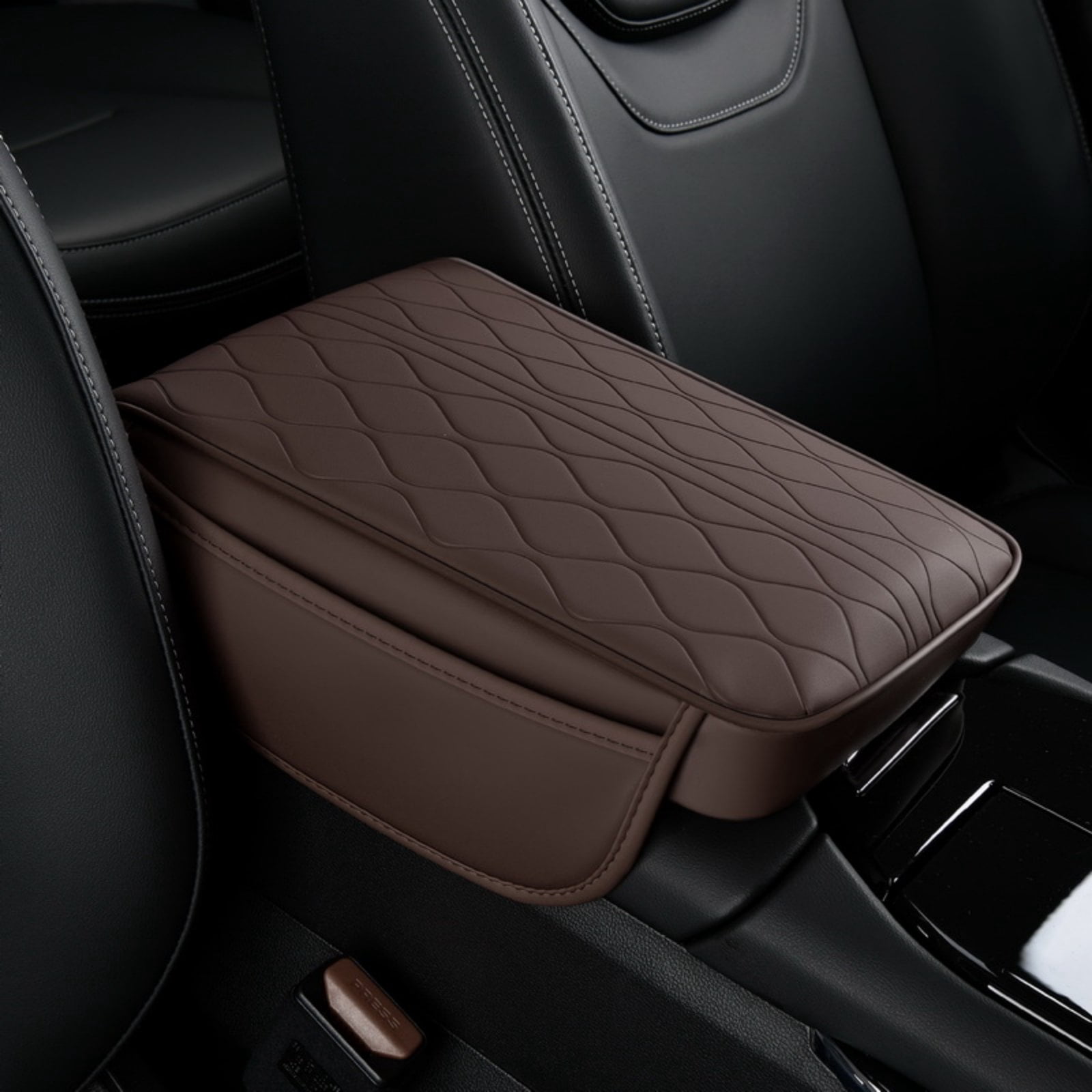 ST SoleMe.Tc 5-in-1 Car Center Console Cover Organizer - Armrest Cushion With Cup Holder, Tissue Box & Pockets