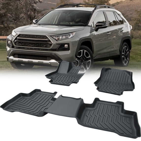 ST SoleMe.Tc Compatible with 19-23 Toyota RAV4 Floor Mats(No Fit 19-23 Rav4 Hybrid & 21-23 Rav4 Prime), Car Floor Liners TPE Rubber All Weather Auto Floor Mats Durable Anti-Slip, Black