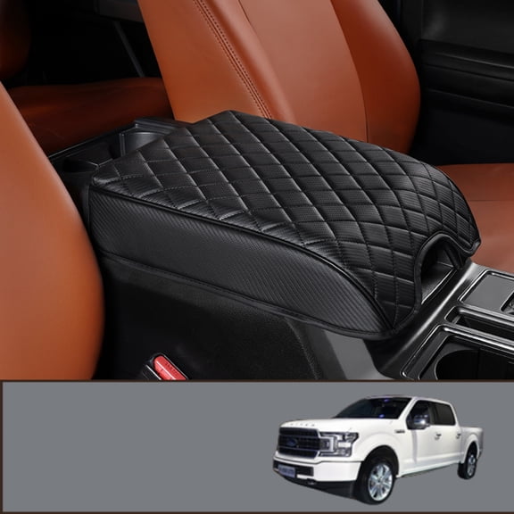 ST SoleMe.Tc Custom Center Console Cover Pad Compatible with 2015-2020 Ford F150 Car Armrest Seat Box Cover Anti-Scratch Protector, Interior Accessories, Large Grid