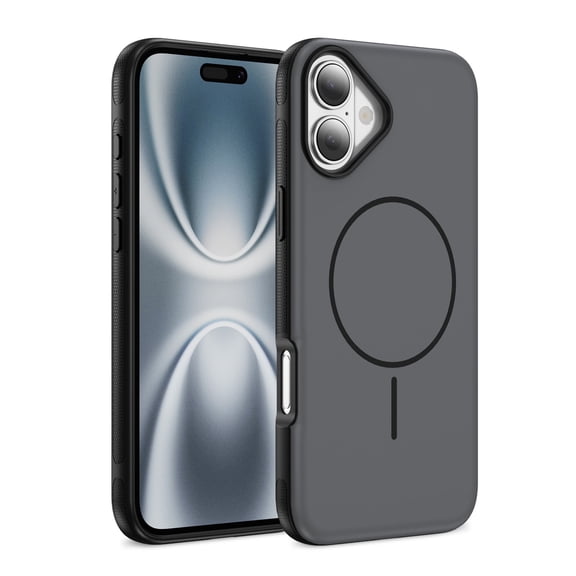 ST SoleMe.Tc Magnetic for iPhone 17 Case with Metal Buttons (Compatible with MagSafe), Shockproof & Anti-Fingerprint Two-Color Phone Cover, 2025, Graphite Black