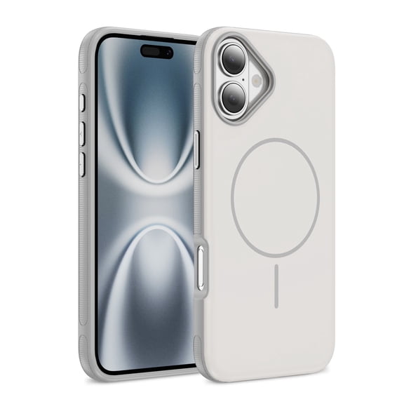 ST SoleMe.Tc Magnetic for iPhone 17 Case with Metal Buttons (Compatible with MagSafe), Shockproof & Anti-Fingerprint Two-Color Phone Cover, 2025, Shan Gong White