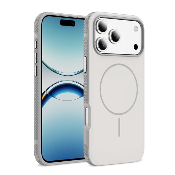 ST SoleMe.Tc Magnetic for iPhone 17 Pro Max Case with Metal Buttons (Compatible with MagSafe), Shockproof & Anti-Fingerprint Two-Color Phone Cover, 2025, Shan Gong White