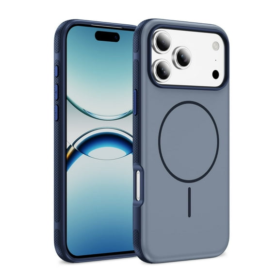 ST SoleMe.Tc Magnetic for iPhone 17 Pro Max Case with Metal Buttons (Compatible with MagSafe), Shockproof & Anti-Fingerprint Two-Color Phone Cover, 2025, Sky Blue