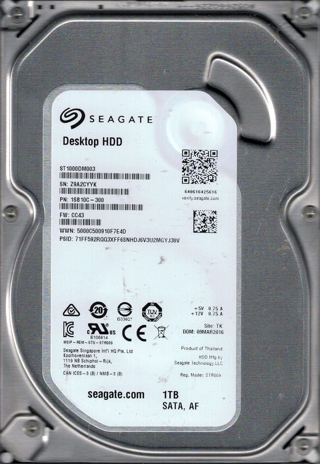 ST1000DM003 P/N: 1SB10C-300 F/W: CC43 TK Z9A Seagate 1TB Desktop