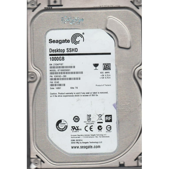 ST1000DX001, Z1D, TK, PN 1CM162-300, FW CC43, Seagate 1TB SATA 3.5 Hard Drive