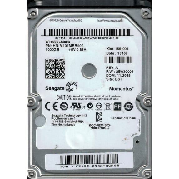 ST1000LM024 HN-M101MBB/I02 F/W: 2BA30001 Seagate 1TB
