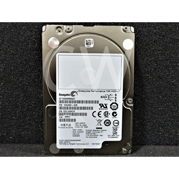 ST1200MM0007 Seagate 1DA200 1.2TB 10KRPM 6Gb/s 2.5" SAS HDD Hard Drive - (0 HRS) (NOT FOR HOME PC)