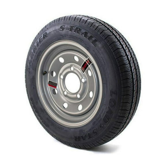 ST145/R12 Loadstar Trailer Tire Load Range E on 5x4.5" Bolt Silver Mod HD Wheel