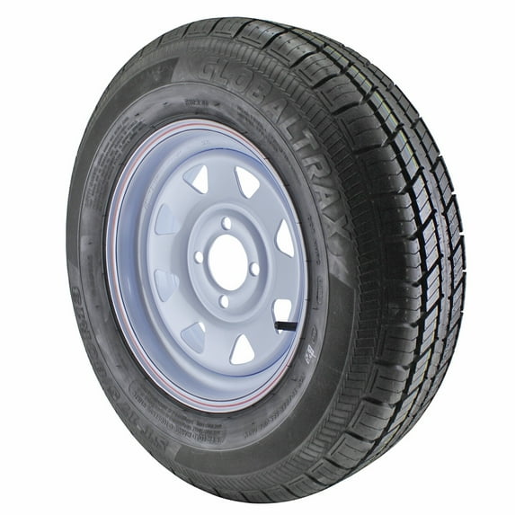 ST175/80R13 GlobalTrax Trailer Tire Load Range C - 4 on 4" Wheel Lug Pattern - White Spoke Wheel