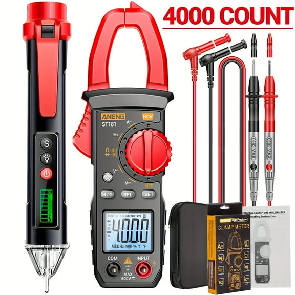 ST181 Digital Clamp Meter Multimeter - 4000 Counts, NCV & Advanced Measuring Pen | Backlit, AC/DC Voltage/Current/Resistance/Capacitance Tester