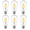 thumbnail image 1 of ST19 Edison Light Bulb, 60W Equivalent Efficient 7W, Dimmable, Clear, 2700K, Soft White - 6 Pack, 1 of 6