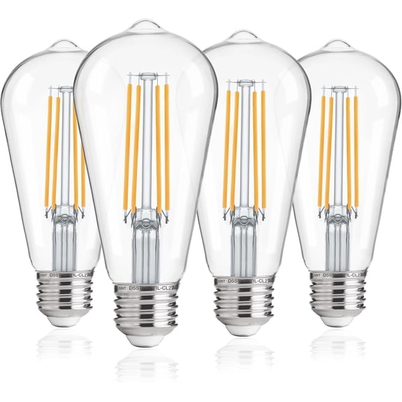 ST19 LED Light Bulb Dusk to Dawn Outdoor Sensor , 7W (60W Eqv.), 800LM,Vintage Filament E26 Base, Auto On/Off Photocell Automatic for Energy-Efficient Outdoor Lighting, 2700K Soft White, 4 Pack