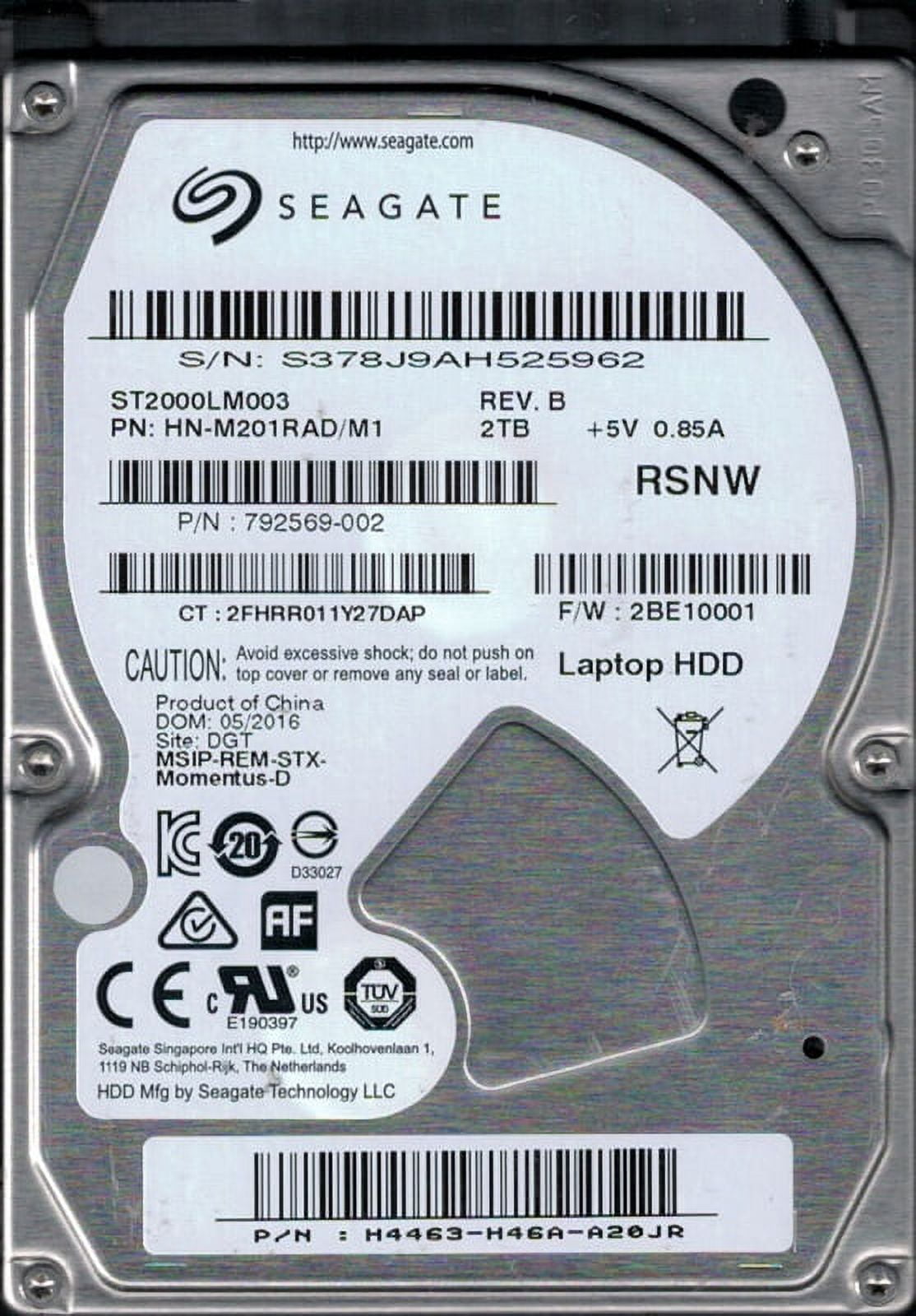 ST2000LM003 HN-M201RAD/M1 F/W: 2BE10001 Seagate 2TB - Walmart.com