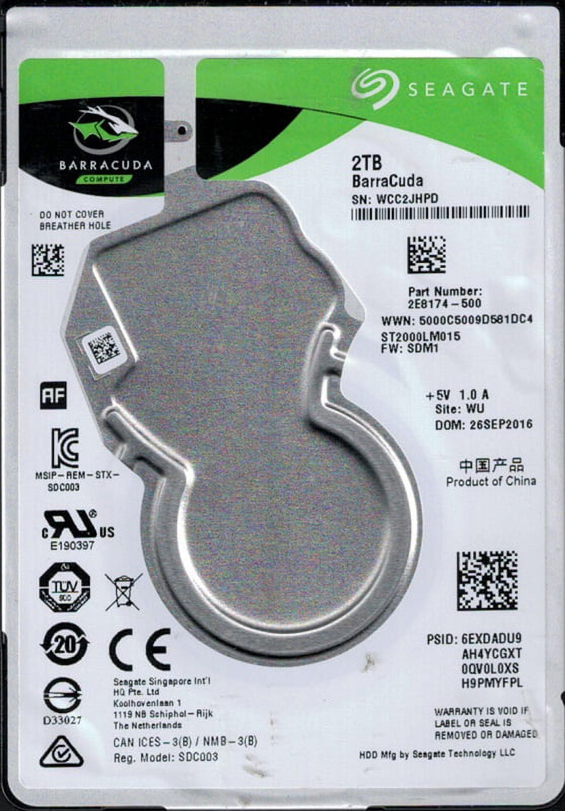 ST2000LM015 P/N: 2E8174-500 F/W: SDM1 WU WCC Seagate 2TB
