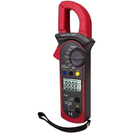 ST201 Multímetro de Pinza Digital 4000 Cuentas Amperímetros de Pinza Transistor Capacitor Tester Prueba de Potencia Automotriz AC/DC Voltaje Corriente Tester