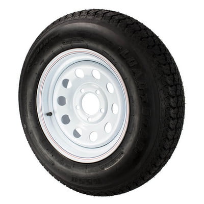 ST205/75D14 Loadstar Trailer Tire LRC on 5 Bolt White Mod Wheel
