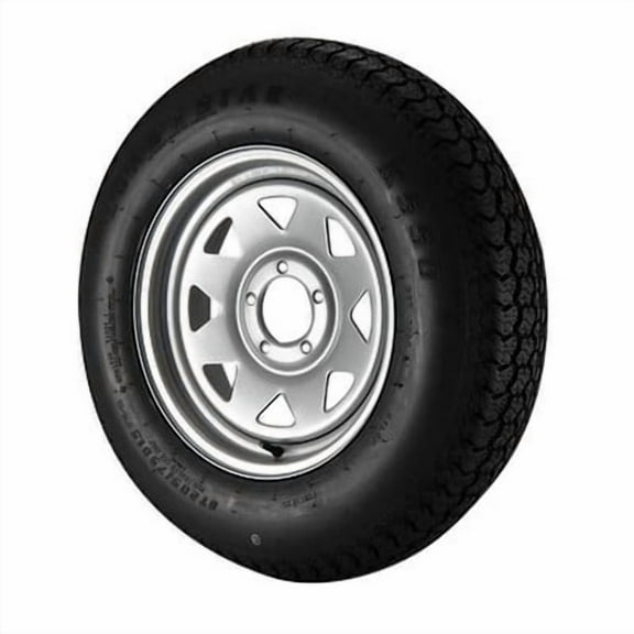 ST205/75D15 Loadstar Trailer Tire LRC on 5 Bolt Silver Spoke Wheel