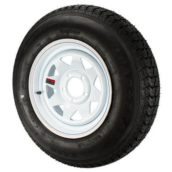 ST205/75D15 Loadstar Trailer Tire LRC on 5 Bolt White Spoke Wheel