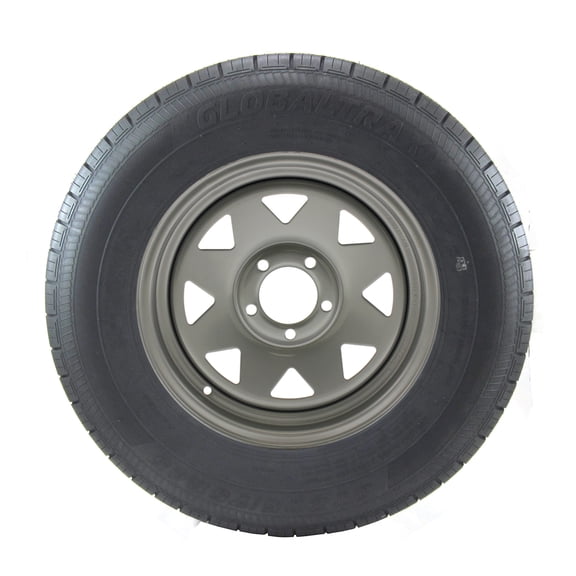 ST205/75R14 GlobalTrax Trailer Tire LRC on 5 Bolt Silver Spoke Wheel