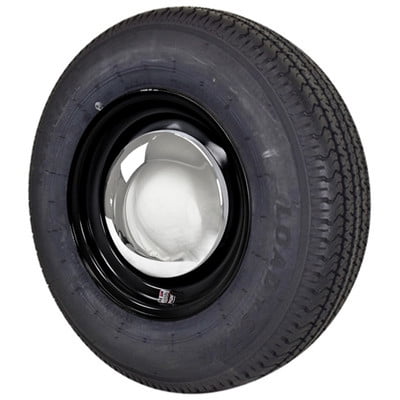 ST205/75R14 Loadstar Trailer Tire LRC on 5 Bolt Conventional Wheel - Black with Moon Cap