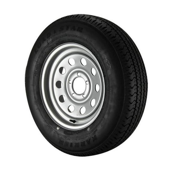 ST205/75R15 Loadstar Trailer Tire LRC on 5 Bolt Silver Mod Wheel