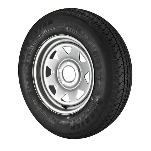 ST205/75R15 Loadstar Trailer Tire LRC on 5 Bolt Silver Spoke Wheel