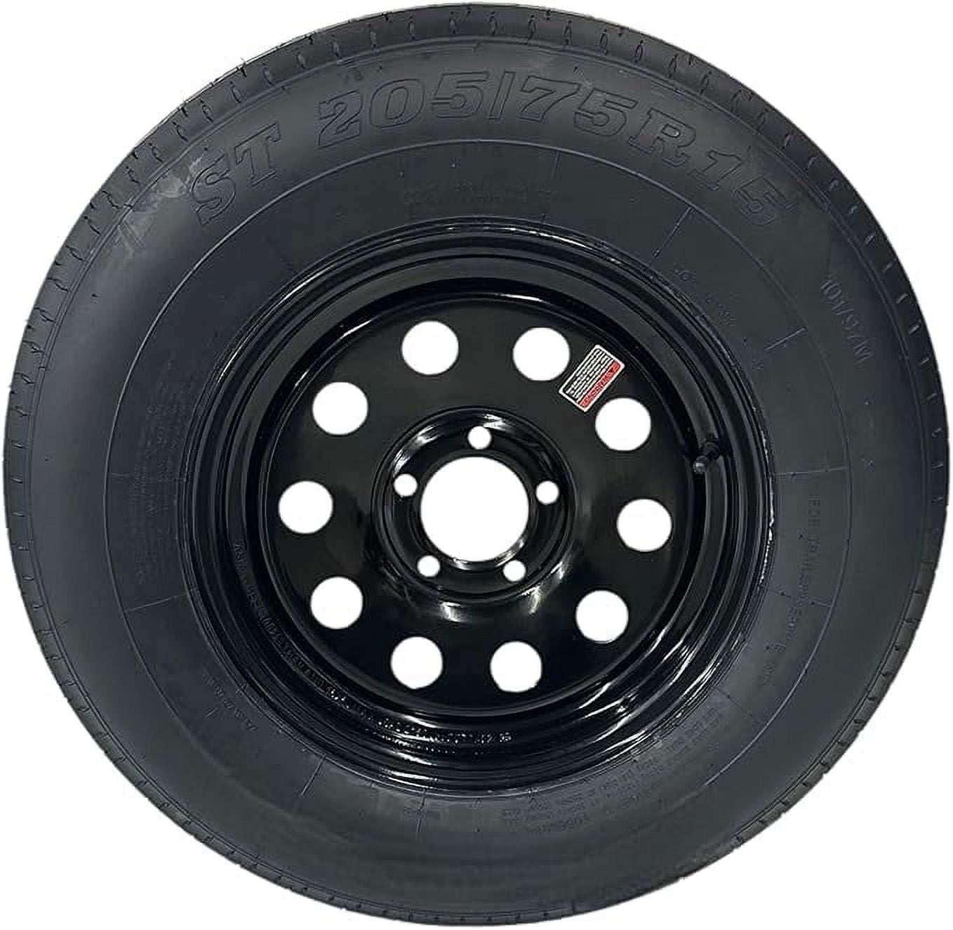Trailquest ST205/75R15 Radial Trailer Tire, Load Range C 6 Ply 5 Lug ...