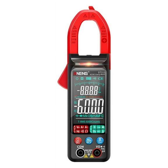 ANENG ST212 Digital Clamp Meter 400A Current True Smart Plier Ammeter 6000 Multimeter DC AC NCV Tester(Red)