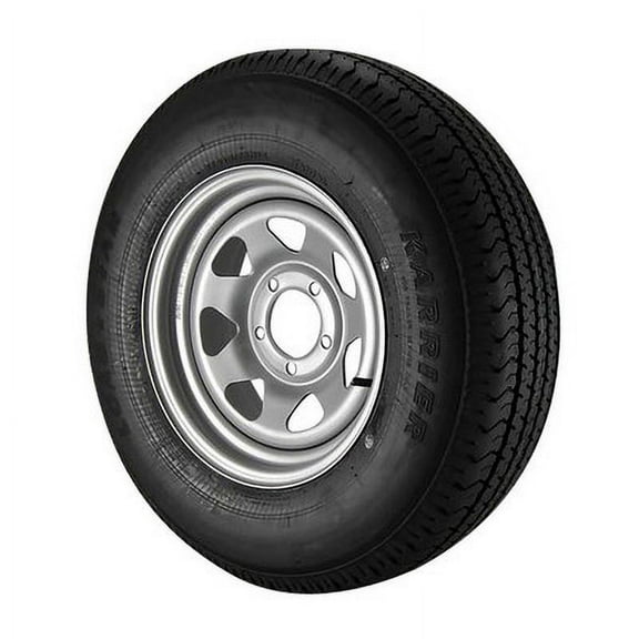 ST215/75R14 Loadstar Trailer Tire LRC on 5 Bolt Silver Spoke Wheel