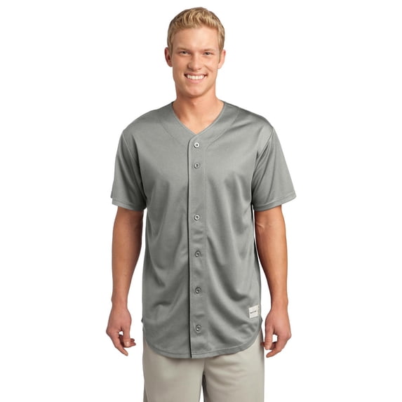 ST220 Mens PosiCharge Full-Button Jersey - Silver - XL