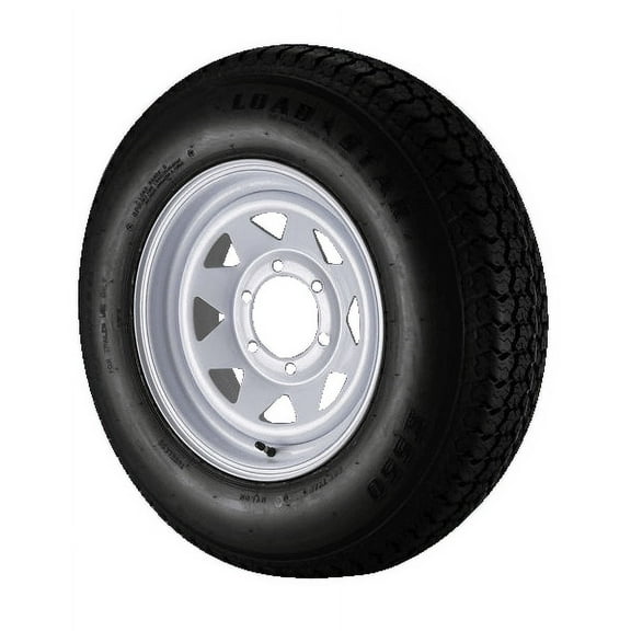 ST225/75D15 Loadstar Trailer Tire LRD on 6 Bolt White Spoke Wheel