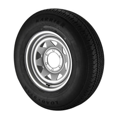 ST225/75R15 Loadstar Trailer Tire Load Range D on 6 Bolt Silver Spoke Wheel