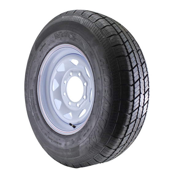 ST235/80R16 Globaltrax Trailer Tire LRE on 8 Bolt White Spoke Wheel