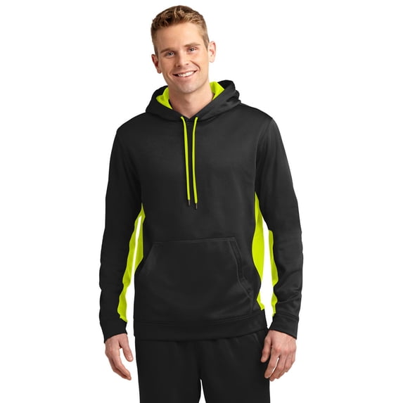 ST235 Sport-Wick Fleece Hooded Pullover - Black/ Safety Yellow - XS