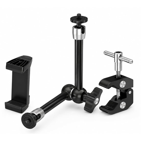 9.8" Magic Arm Camera Mount with Super Clamp, Compatible with ST25C Style Mounts, 1/4" & 3/8" Threads