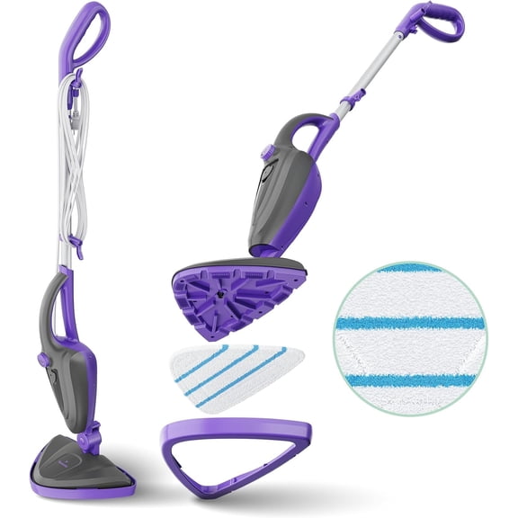 ST3 10-in-1 Steam Mop - 1500W Floor Steamer with Detachable Handle, 110?C Steam, 25-Min Runtime, Handheld Cleaner for Tile, Grout, Hardwood, Carpet, Upholstery, -Free Cleaning