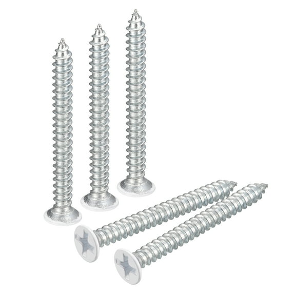 ST3.5x35mm White Screws Self Tapping Screws, 50 Pack Flat Head Phillips Wood Screws for Woodworking