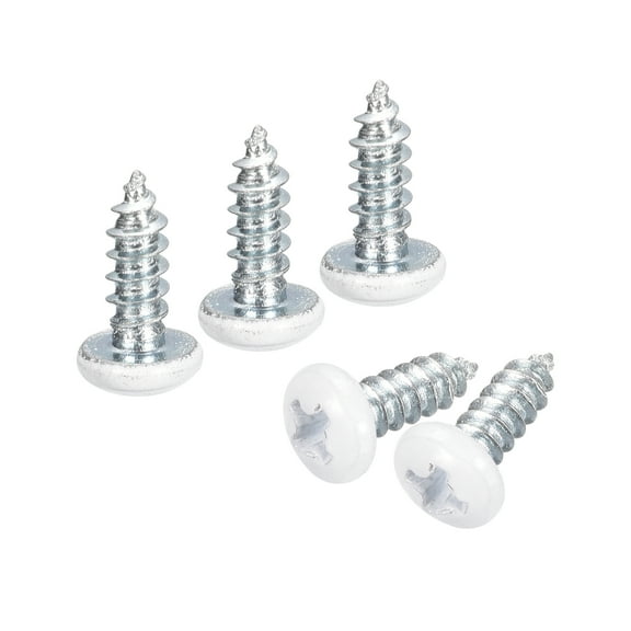 ST3.5x8mm White Screws Self Tapping Screws, 50 Pack Pan Head Phillips Wood Screws for Woodworking