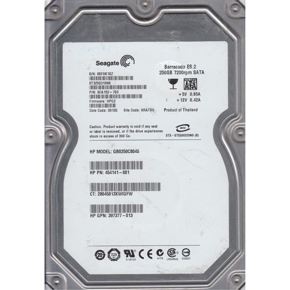 ST3250310NS, 9SF, KRATSG, PN 9CA152-783, FW HPG2, Seagate 250GB SATA 3.5 Hard Drive