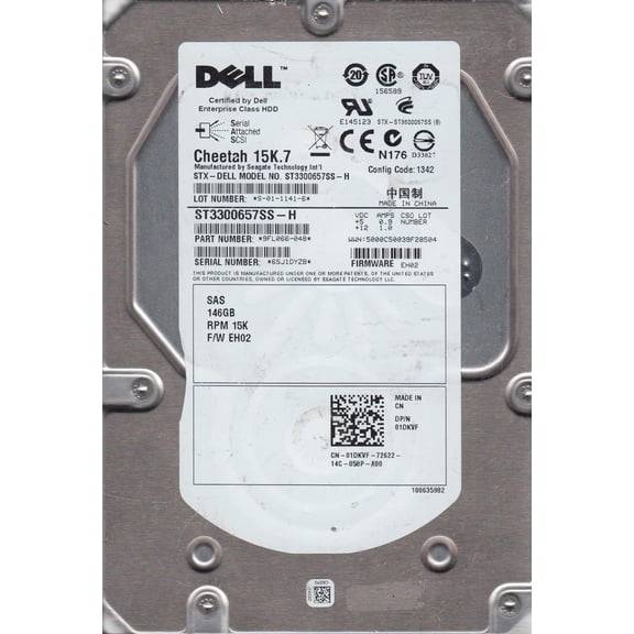 ST3300657SS, 6SJ, PN 9FL066-048, FW EH02, Dell 300GB SAS 3.5 Hard Drive