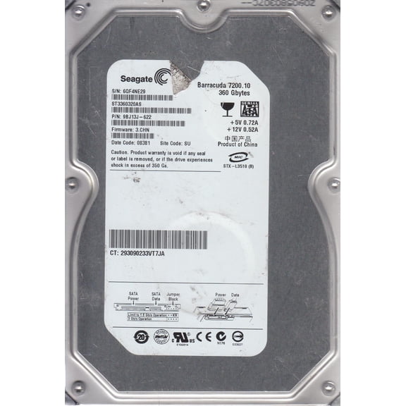 ST3360320AS, 6QF, SU, PN 9BJ13J-622, FW 3.CHN, Seagate 360GB SATA 3.5 Hard Drive