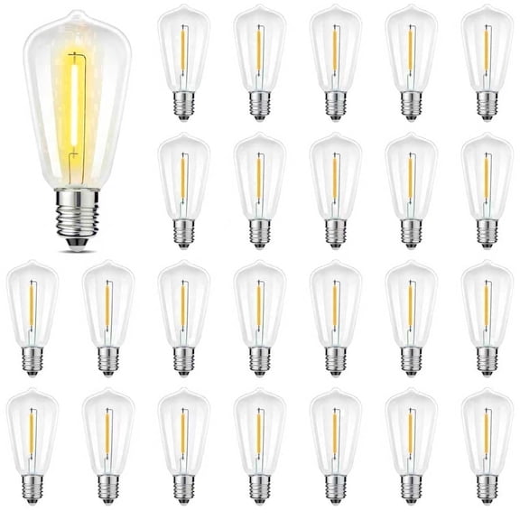 YIMIEMIT ST38 Edison LED Bulbs, E12 Base 2700K Warm White, 25 Pack.